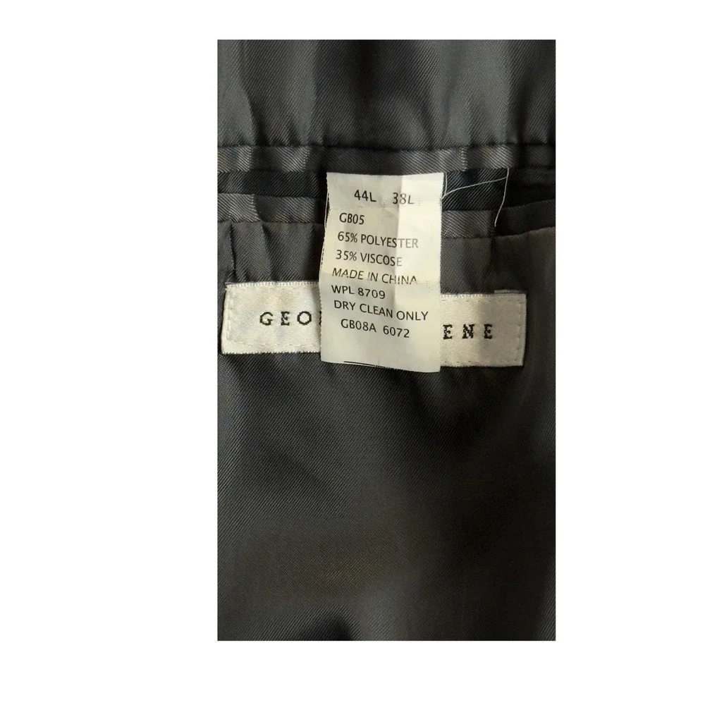 Geoffrey Beene Mens 44L Grey Micro Stripe Two‎ Button Blazer Sport Coat Jacket